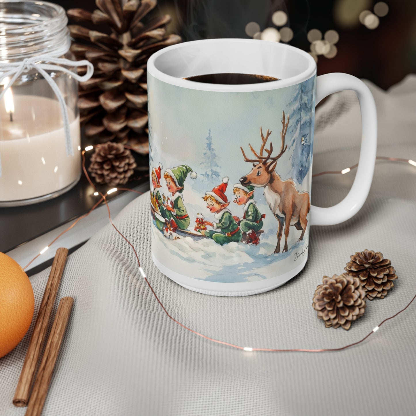 Keramisk Julekopp med Julemotiv #53 – Perfekt Gave til Kaffe, Te eller Kakao