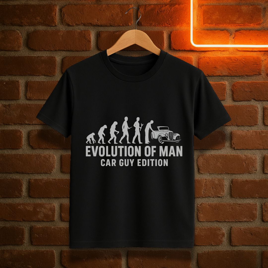 Evolution of Man – Car Guy Edition T-skjorte