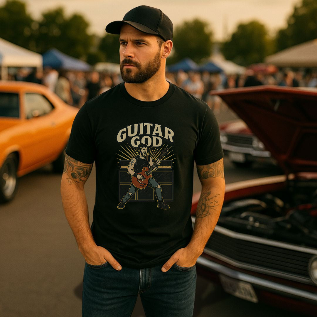 Guitar God T-skjorte – Rock & Roll Musiker T-skjorte