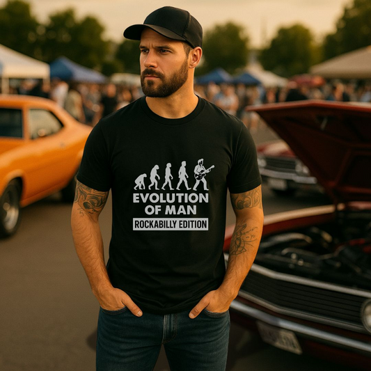 Evolution of Man – Rockabilly Edition T-skjorte