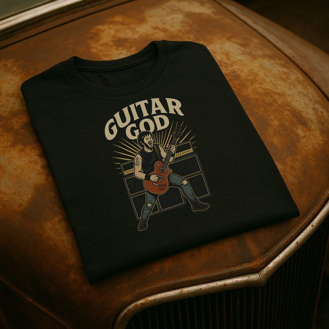 Guitar God T-skjorte – Rock & Roll Musiker T-skjorte