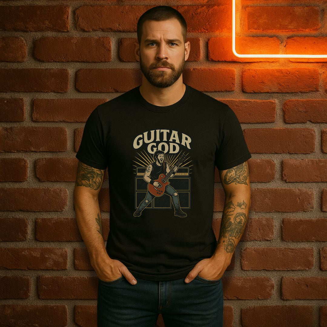 Guitar God T-skjorte – Rock & Roll Musiker T-skjorte
