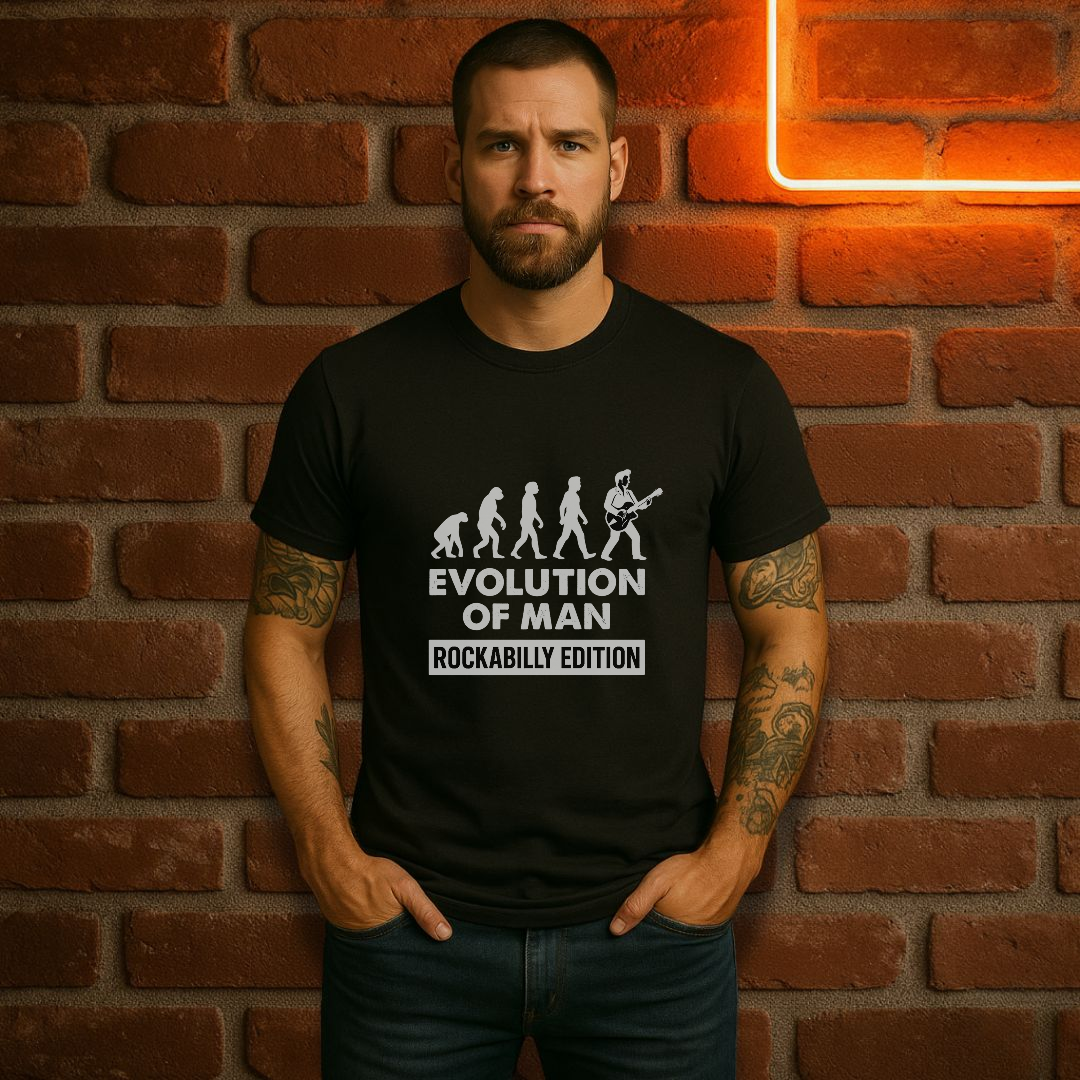 Evolution of Man – Rockabilly Edition T-skjorte