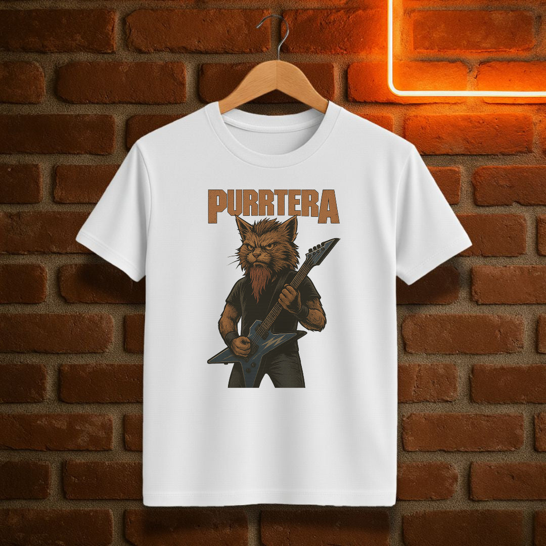 Hvit Purrtera t-skjorte