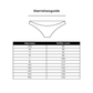 Size guide for women's bikini bottom with measurements in centimeters.