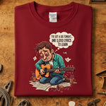 I've Got a Gig Tonight T-Skjorte featuring a humorous illustration of a musician preparing for a performance.