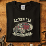 Raggen Går siden 50-tallet T-skjorte med vintage bildesign på svart bakgrunn.