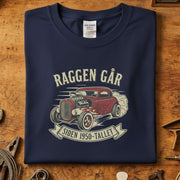 Raggen Går siden 50-tallet T-skjorte med vintage bildesign på mørk bakgrunn.