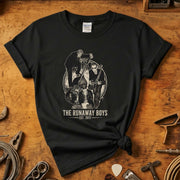The Runaway Boys Est. 2017 T-Skjorte design featuring musicians, premium quality, available in black.